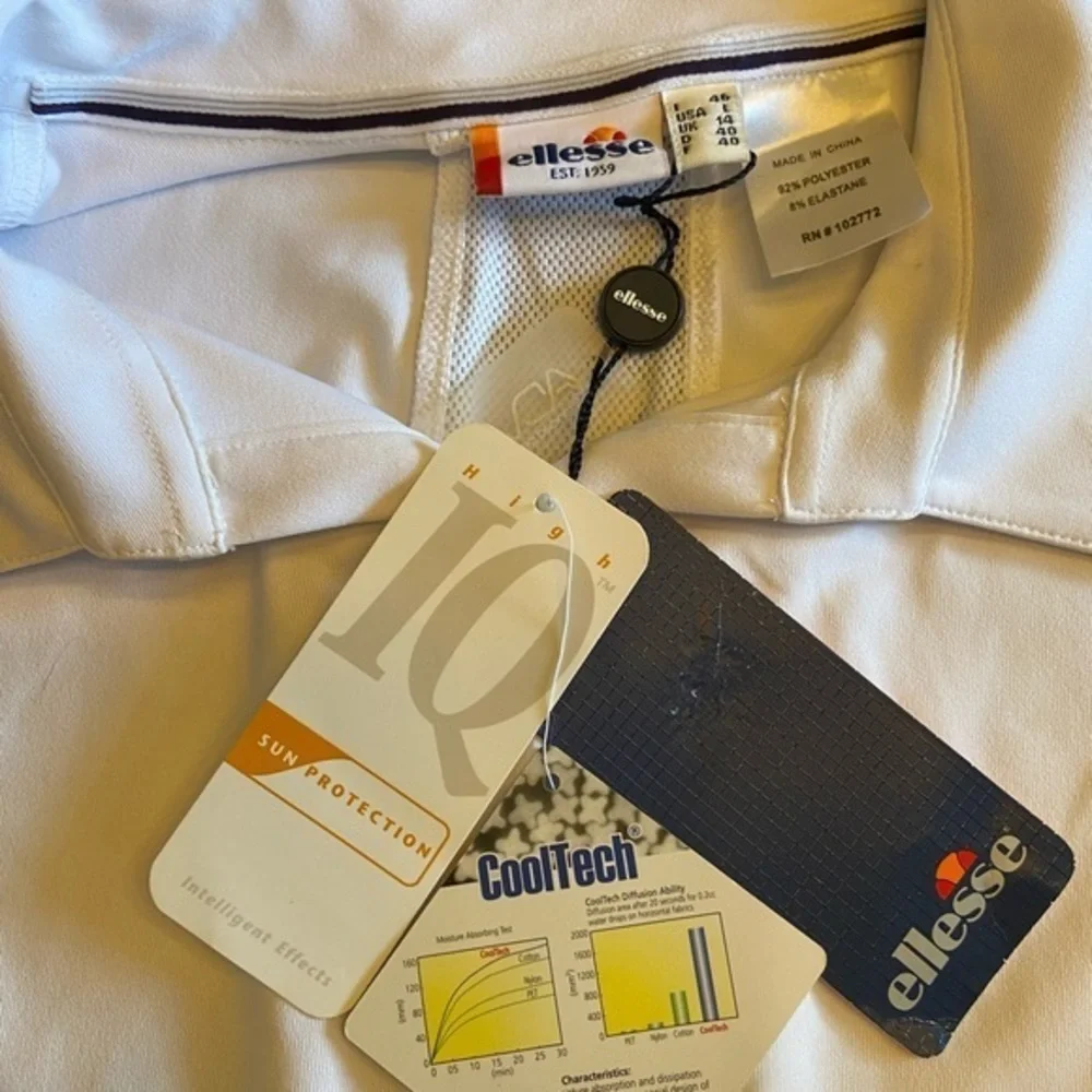 NWT Ellesse white size large Athletic dress buttons up pleated skirt,super cute - Picture 9 of 12